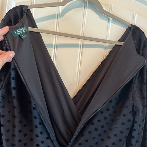 LAUREN Ralph Lauren Long sleeve midi black Swiss dot dress size 10 - Picture 10 of 14